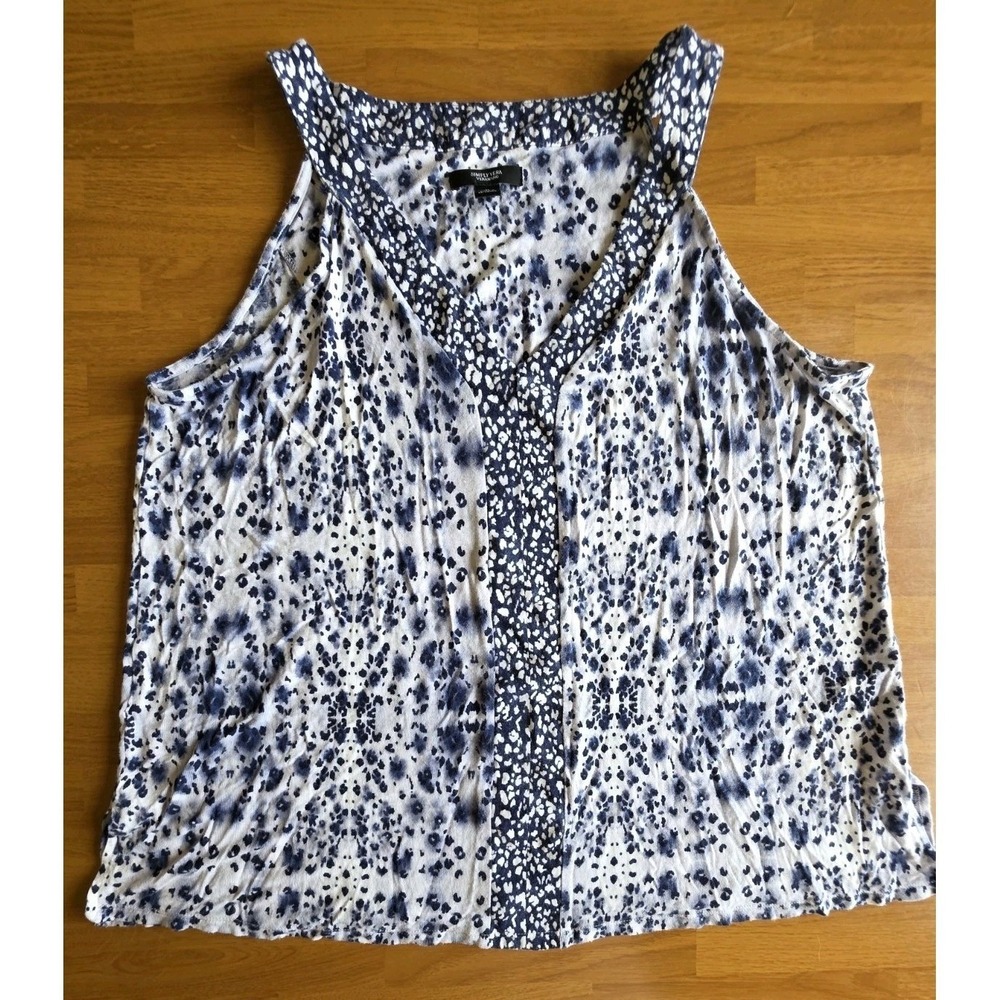 Simply Vera Women's Sleeveless Top Blue White Print Size Large